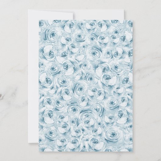 Baby Blauwe Waterverf Bloemen Goud Quinceanera Kaart (Achterkant)