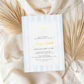 Baby Blauwe Waterverf Doop Folie Uitnodiging