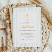 Baby Blauwe Waterverf Doop Folie Uitnodiging