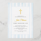 Baby Blauwe Waterverf Doop Folie Uitnodiging (Voorkant)