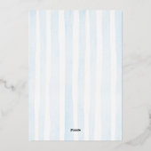 Baby Blauwe Waterverf Doop Folie Uitnodiging (Achterkant)