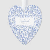 Baby Blauwe Waterverf NAAM GEBOORTEDATUM Sweet Hea Ornament (voorkant)