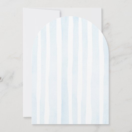 Baby Blauwe Waterverf Strepen Doop Uitnodiging (Achterkant)