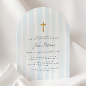 Baby Blauwe Waterverf Strepen Doop Uitnodiging