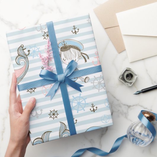 Baby Blauwe Zeiler Cadeaupapier (Geschenken)