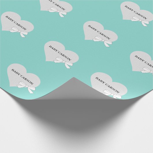 Baby Blauwgroen blauw-sprookjesschoenpartij op maa Cadeaupapier (Hoek)