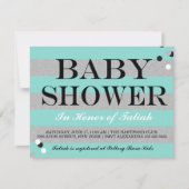 BABY Blauwgroen Blauw & Zilver Sprinkle Shower Par Kaart (Voorkant)