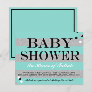 BABY Blauwgroen Blauw & Zilver Sprinkle Shower Par Kaart