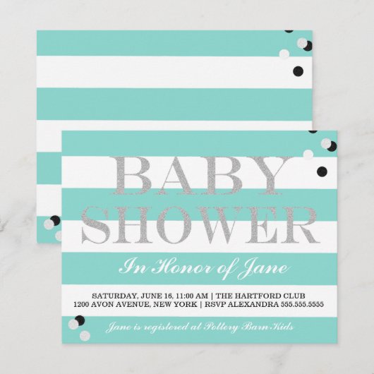 Baby Blauwgroen Blue Tiara Shower Sprinkle Party Kaart (Voorkant / Achterkant)