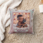 Baby & Blauwogige Puppy Kerstkussen Kussen (Deken)