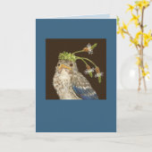 Baby blauwvogel met een Engelse plantaatkaart Kaart (Gele Bloem)