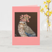 baby blauwvogel met een wilde uienkaart kaart (Gele Bloem)