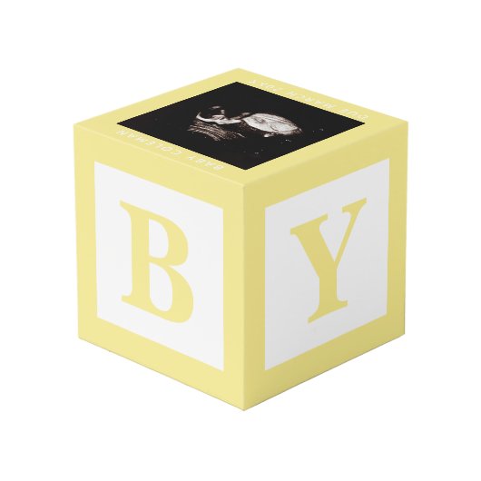 Baby Block Sonogram zwangerschapsaankondiging Foto Kubus (Achter hoekig)