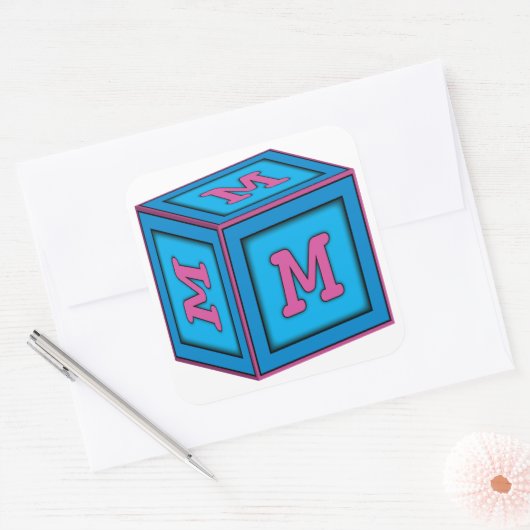 Baby Block Stickers - letter "M" (Envelop)
