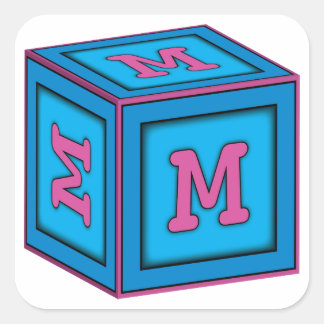Baby Block Stickers - letter "M"