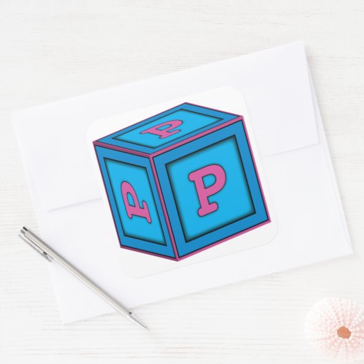 Baby Block Stickers - letter "P" (Envelop)