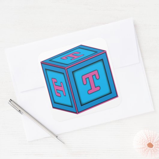 Baby Block Stickers - letter "T" (Envelop)