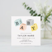 Baby Blocks | Baby shower genderneutraal Kaart (Staand voorkant)