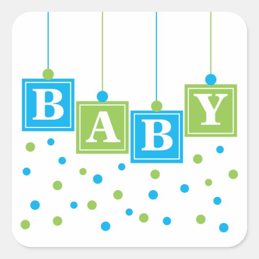 BABY Blocks Blauw Groen Jongen Sticker (Voorkant)