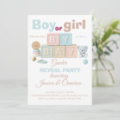 Baby Blocks Gender Reveal  Kaart (Staand voorkant)