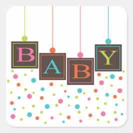 BABY Blocks of Bright Color Baby shower Sticker