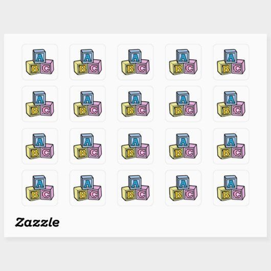 Baby Blocks Vierkante Sticker (Vel)
