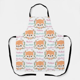 Baby Bloem Fox Aangepaste Naam Ombre Patroon Schort