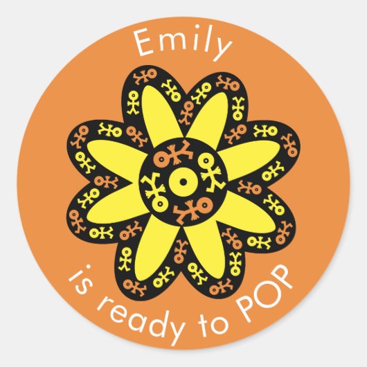 Baby Bloem Icoon Klaar om te POP Ronde Sticker (Voorkant)