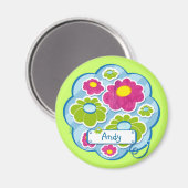 Baby Bloemen blauw - magneet (Voorkant / Achterkant)