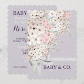 BABY bloemen & Lattice Celebrder Lavender Party Kaart (Voorkant / Achterkant)
