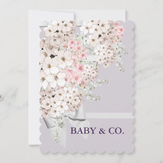 BABY bloemen & Lattice Celebrder Lavender Party Kaart (Voorkant)