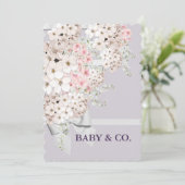 BABY bloemen & Lattice Celebrder Lavender Party Kaart (Staand voorkant)