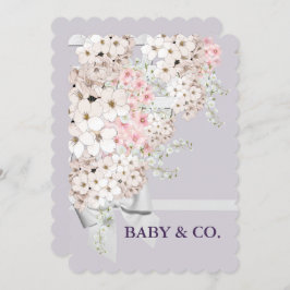 BABY bloemen & Lattice Celebrder Lavender Party Kaart