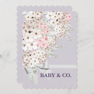BABY bloemen & Lattice Celebrder Lavender Party Kaart