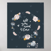 Baby Bloemenkrans Vogel Poster | Vogel Muurkunst (Voorkant)