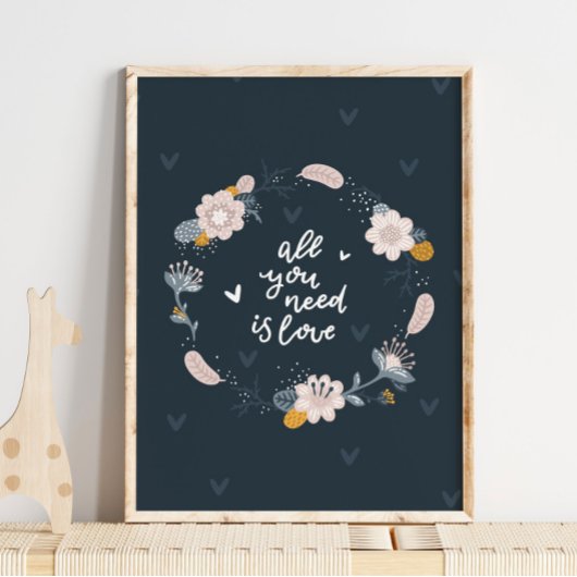 Baby Bloemenkrans Vogel Poster | Vogel Muurkunst