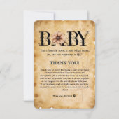 Baby- bloemmonogram Baby shower Bedankkaart (Voorkant)