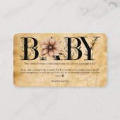 Baby- bloemmonogram Baby shower Informatiekaartje (Voorkant)