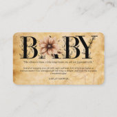 Baby- bloemmonogram Baby shower Informatiekaartje (Voorkant)