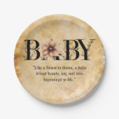 Baby- bloemmonogram Baby shower Papieren Bordje (Voorkant)