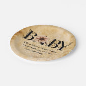 Baby- bloemmonogram Baby shower Papieren Bordje (Gekanteld)