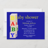 Baby blokkeert Aangepaste blauwe Baby shower uitno Kaart (Voorkant)