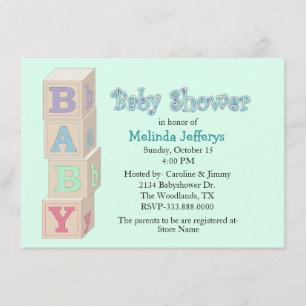 Baby Blokken Aangepaste Baby shower uitnodiging