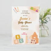 Baby Blokken Baby shower Kaart (Staand voorkant)