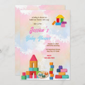 Baby Blokken Baby shower Kaart (Voorkant / Achterkant)