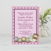 Baby Blokken Baby shower - Roze Kaart (Staand voorkant)