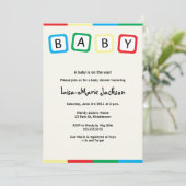 Baby Blokken Baby shower Uitnodiging - Jongen of M (Staand voorkant)