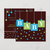 BABY Blokken Blauw Groen Jongen Baby shower Kaart (Voorkant / Achterkant)