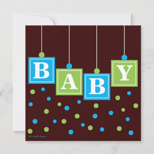 BABY Blokken Blauw Groen Jongen Baby shower Kaart (Voorkant)