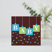 BABY Blokken Blauw Groen Jongen Baby shower Kaart (Staand voorkant)